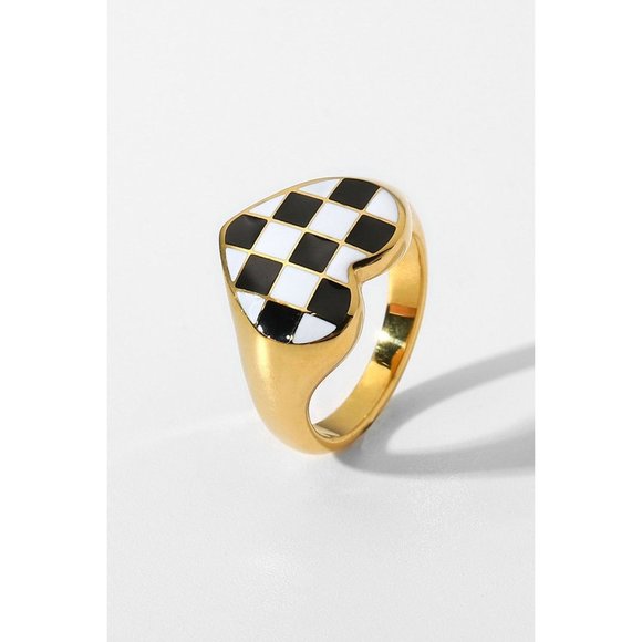 Checkerboard Heart Ring - Picture 2 of 6